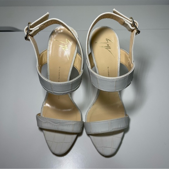 Giuseppe Zanotti Women’s White Croc-Embossed High Heel summer Sandals Size 37.5 - Picture 5 of 10